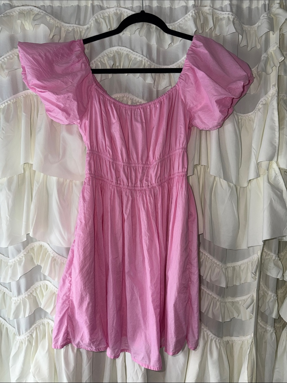 Hollister Bubblegum Pink Elastic Waist Mini Dress